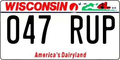 WI license plate 047RUP