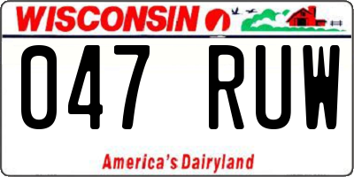WI license plate 047RUW
