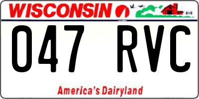 WI license plate 047RVC