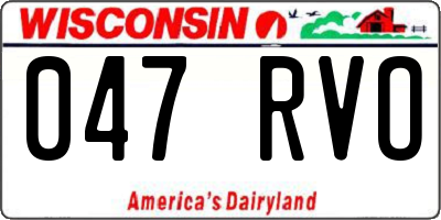 WI license plate 047RVO