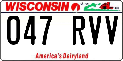 WI license plate 047RVV