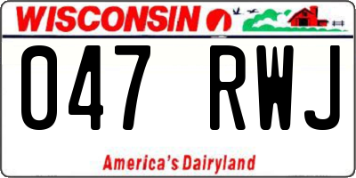 WI license plate 047RWJ