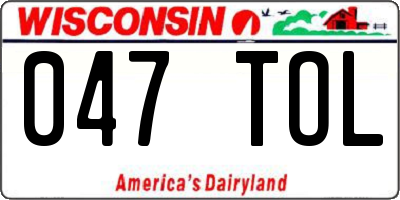 WI license plate 047TOL