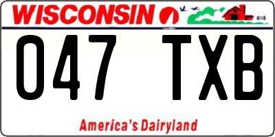 WI license plate 047TXB