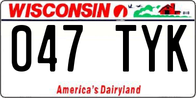 WI license plate 047TYK