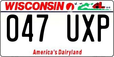 WI license plate 047UXP