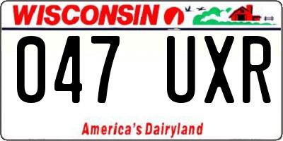 WI license plate 047UXR