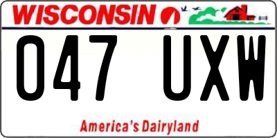 WI license plate 047UXW
