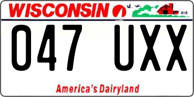 WI license plate 047UXX