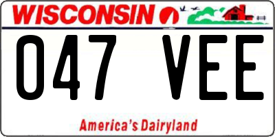 WI license plate 047VEE