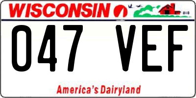WI license plate 047VEF