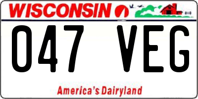 WI license plate 047VEG