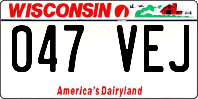 WI license plate 047VEJ