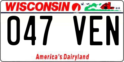 WI license plate 047VEN