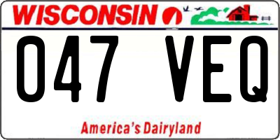 WI license plate 047VEQ