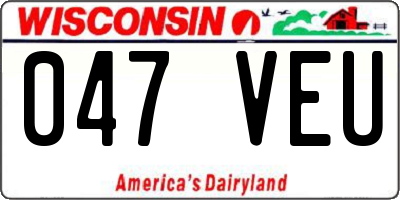 WI license plate 047VEU