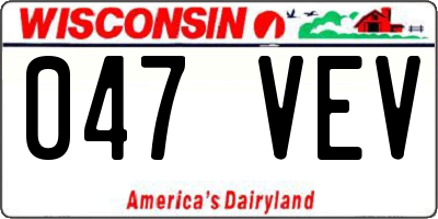 WI license plate 047VEV