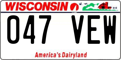 WI license plate 047VEW