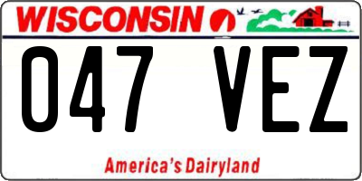 WI license plate 047VEZ