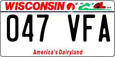 WI license plate 047VFA