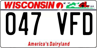 WI license plate 047VFD