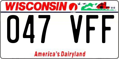 WI license plate 047VFF