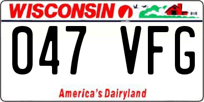 WI license plate 047VFG