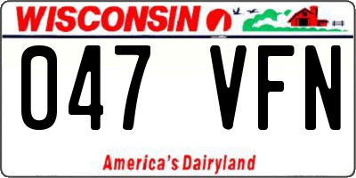 WI license plate 047VFN