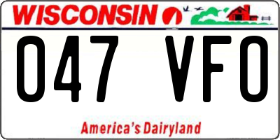 WI license plate 047VFO