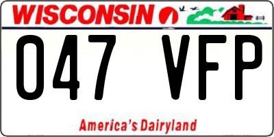 WI license plate 047VFP