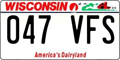 WI license plate 047VFS