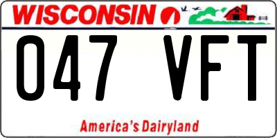 WI license plate 047VFT