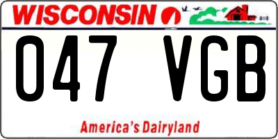WI license plate 047VGB