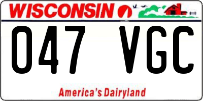 WI license plate 047VGC