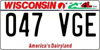 WI license plate 047VGE
