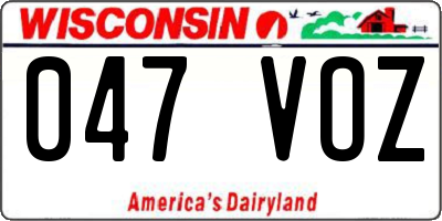 WI license plate 047VOZ