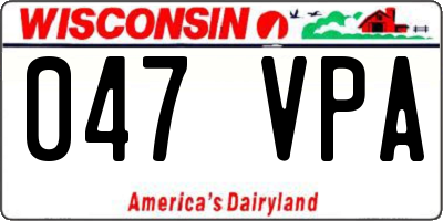 WI license plate 047VPA