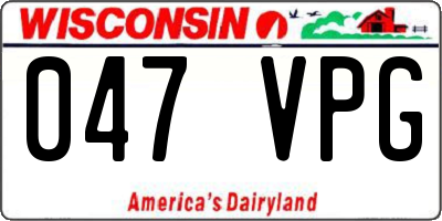 WI license plate 047VPG