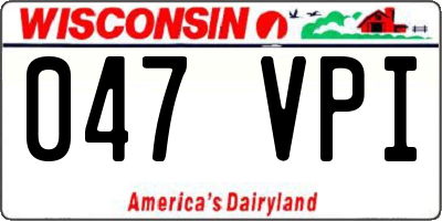 WI license plate 047VPI