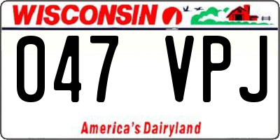 WI license plate 047VPJ