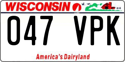 WI license plate 047VPK