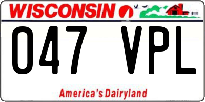 WI license plate 047VPL