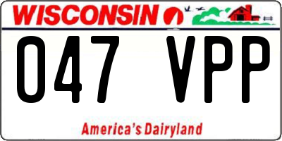 WI license plate 047VPP