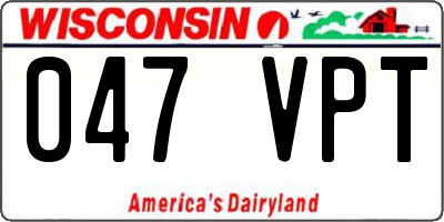 WI license plate 047VPT