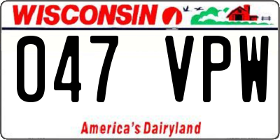 WI license plate 047VPW