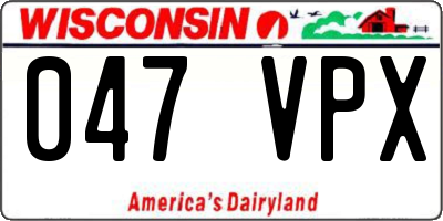 WI license plate 047VPX