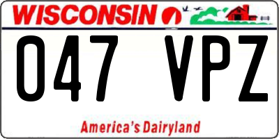 WI license plate 047VPZ
