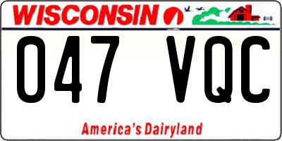 WI license plate 047VQC