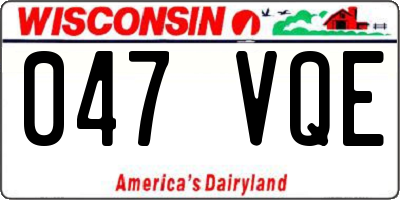 WI license plate 047VQE