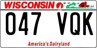 WI license plate 047VQK